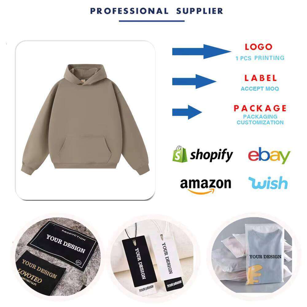 450g Heavyweight French Terry Puff Print Blank Cotton Polyester Pullover Oversized Men's Hoodie
