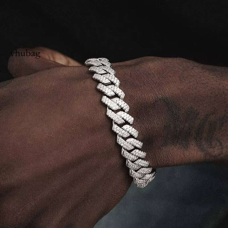 Hot Selling Hip Hop Jewelry Sier Cuban GRA VVS Third Party Certified Iced Out Moissanite Bracelet