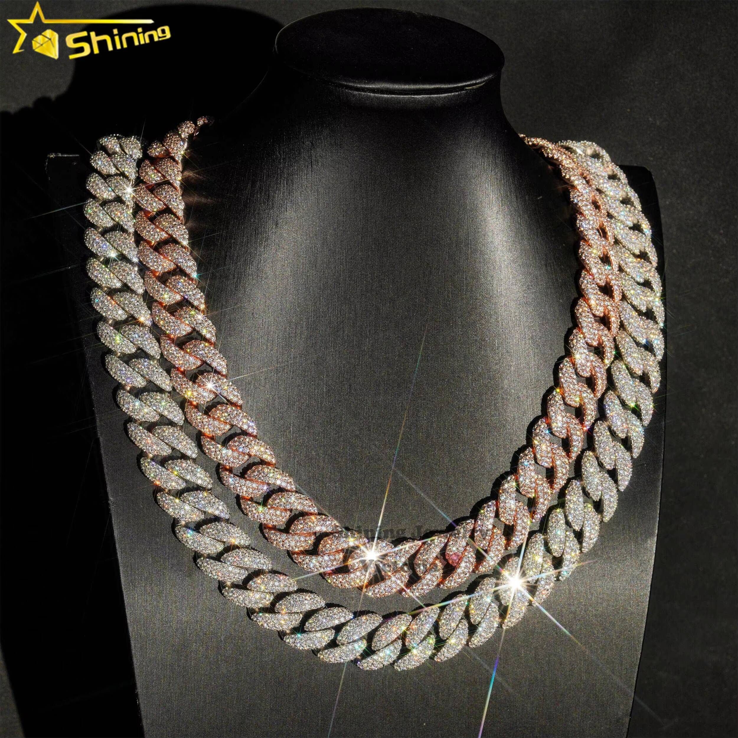 Wholesale Price Custom Hip Hop Jewelry S925 Sterling Silver d Color Vvs Moissanite 18mm Cuban Link Chain