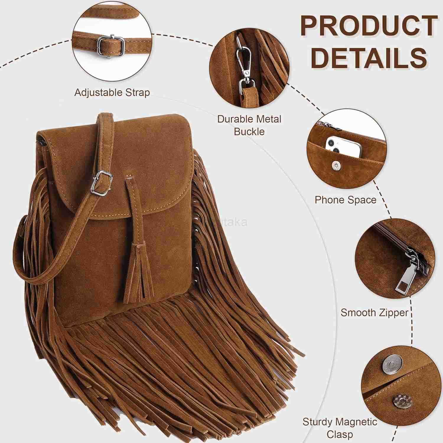 Small Crossbody Bags for Women Trendy Designer Cell Phone Bag Suede Tassel Wallet Purses with Card Slots Z250910