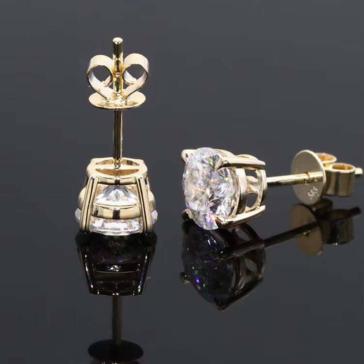 Classic Stud Earrings 14k White Yellow Gold Diamond Moissanite Earrings 05ct1ct2ct Round VVS White D Moissanite Earrings