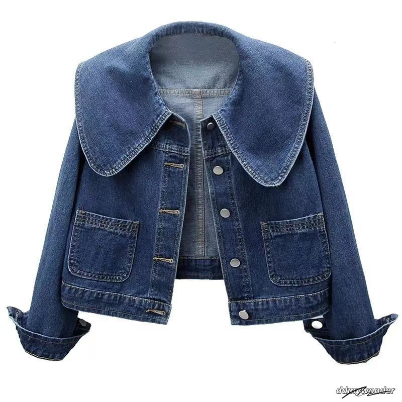 2025 Early Autumn New Women's Vintage High-End Doll-Collar Short Denim Jacket Stylish Youthful Top