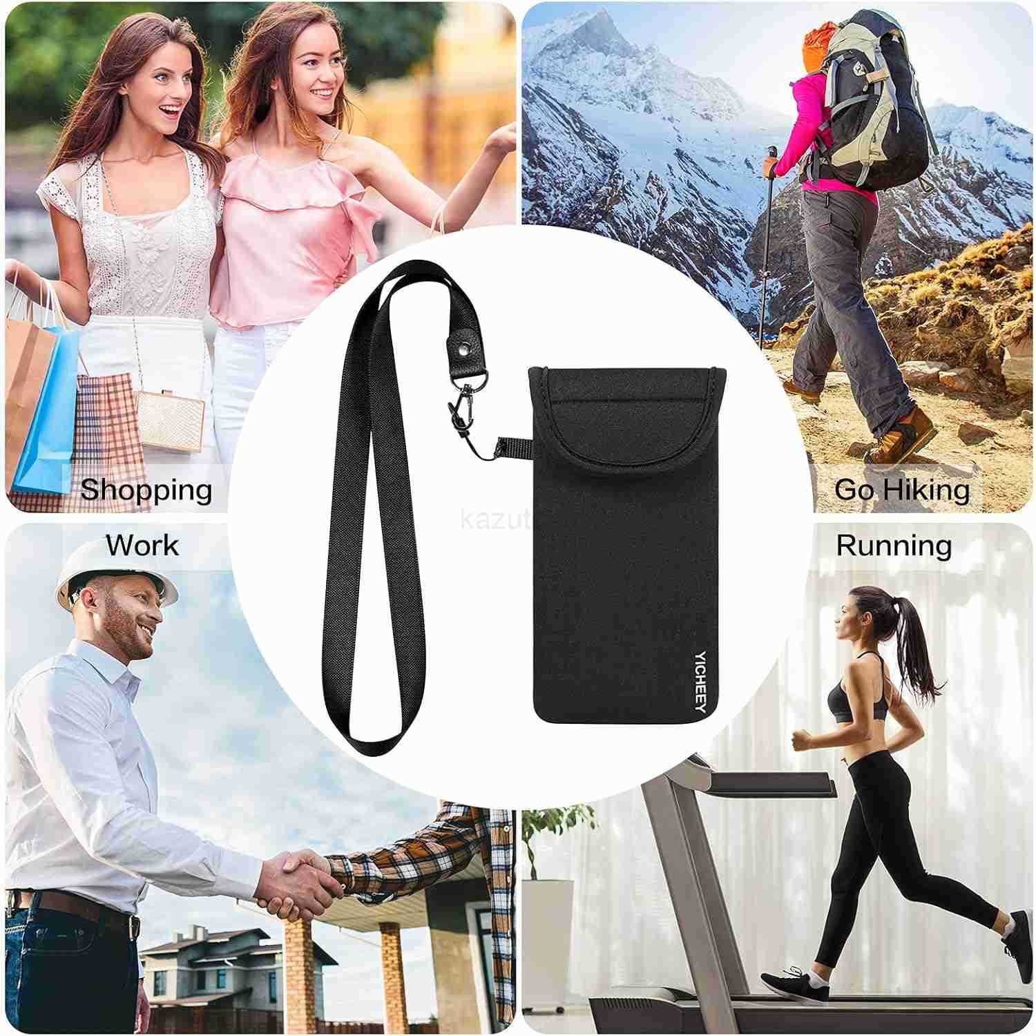 Cell Phone Pouch Neoprene Phone Sleeve w Belt Clip Loop Neck Lanyard Strap Compatible for iPhone 16 Pro Max S25 Ultra S25 S24 FE A16 A35 A55 Oneplus 1