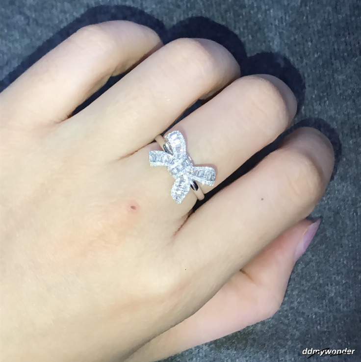 Choucong New Arrival Jewelry Sterling Sier T Princess Cut White Topaz CZ Dia Party Butterfly Women Wedding Band Ring Gift