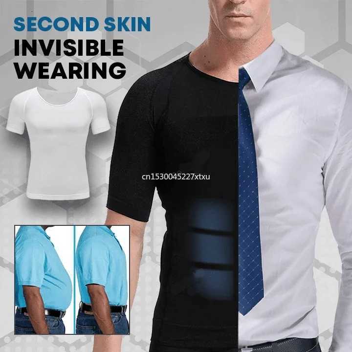 Mens Shaper Cooling TShirt Compression Shapewear Body Shaper Chest Binder Shirt Slimming Waist Tummy Trimmer Shapers Body Top W250910