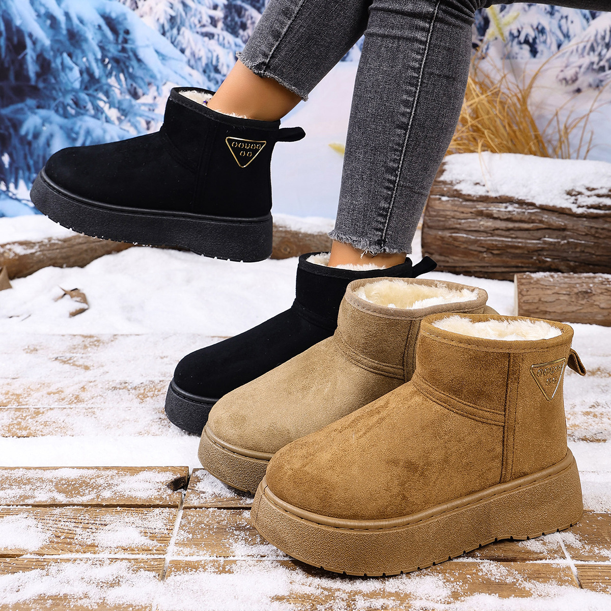 Free shipping Designer Boots Womens winter thick soled anti slip short sleeved cotton boots with added fleece insulation