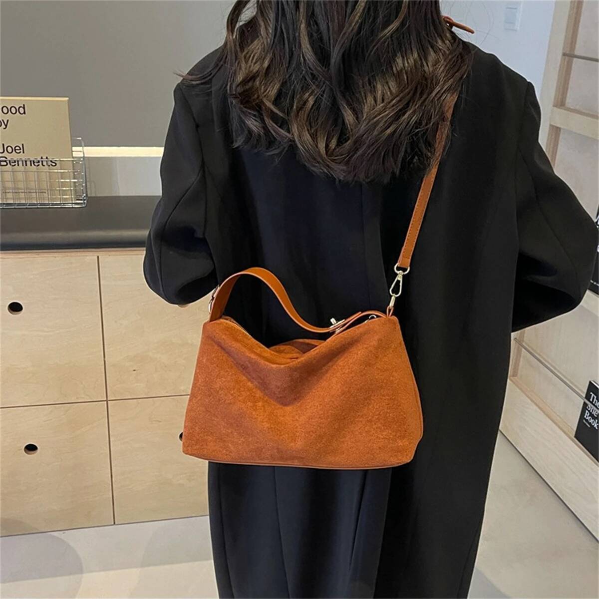 Zipper Solid Color Large Capacity PU Women s Shoulder Bag Simple And Fashionable Handbag Retro Style Trendy Designer Bag Travel Bag