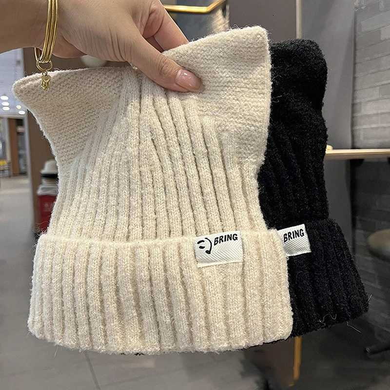 Cute Cat Ears Beanies For Women Autumn And Winter Warm Ear Protection Sweet Versatile Pulr Knitted HatsXJ250910