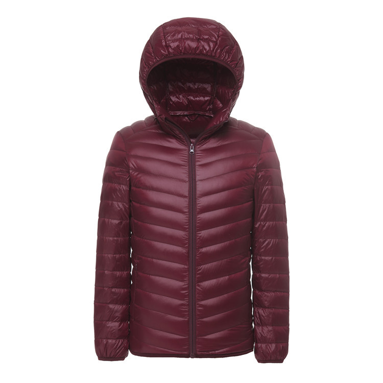 Plus Size Men White Duck Down Jacket Ultra Light Thin Casual Coat Outerwear with Hood Winter Autumn