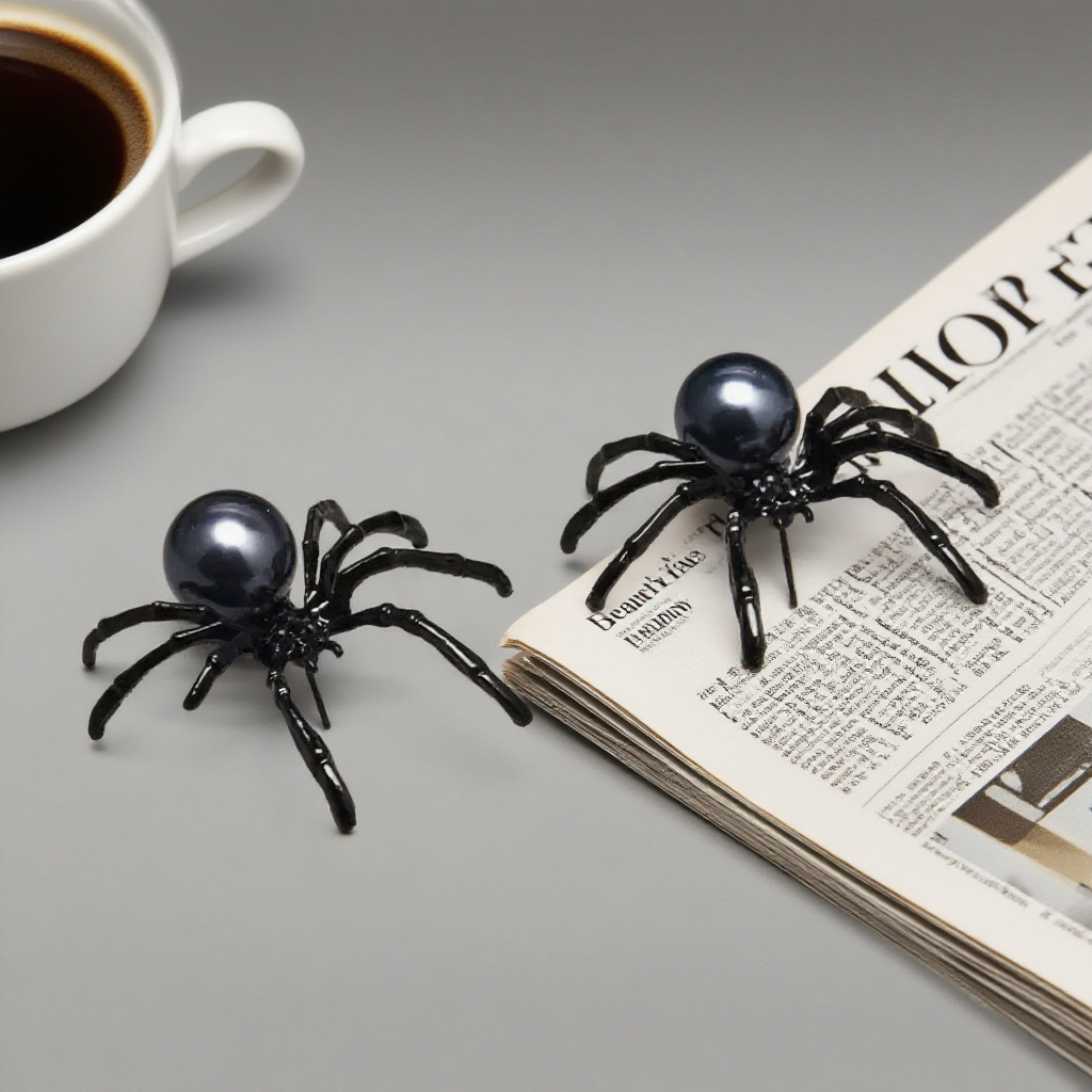 Stylish Versatile and Unique Halloween Earrings European and American style Luxury Black Pearl Spider themed Earrings
