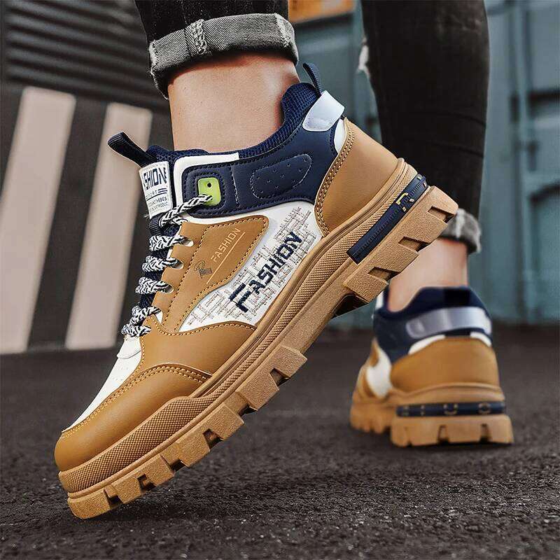 Men's workwear boots four season new anti slip soft sole comfortable labor protection shoes outdoor casual high top sports boots