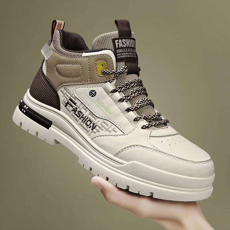 Fashion Personalized Lace-up Male Sneakers High-top Work Casual Men's Shoes Outdoor Breathable Anti Slip Men Vulcanized Shoes