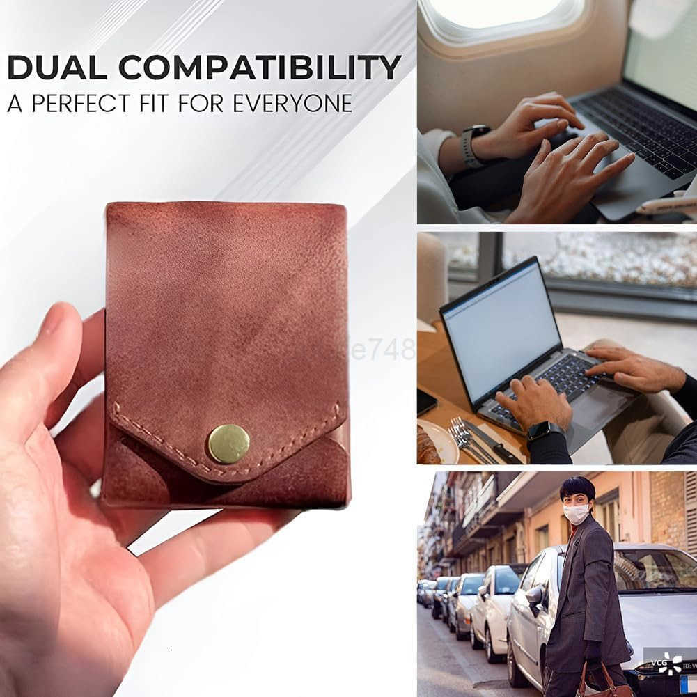 Compact Wallet Handmade Faux Leather Banknote Storage with Pen Slot Brown Slim Minimalist Bifold Card Holder for Men Daily Commuting Business TravZ250