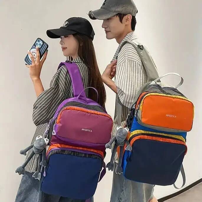 New Outdoor Travel Backpack Fashion Eco-friendly Patchwork Color-blocking Versatile Ultra-light Dopamine Shoulder Bags high-quality
