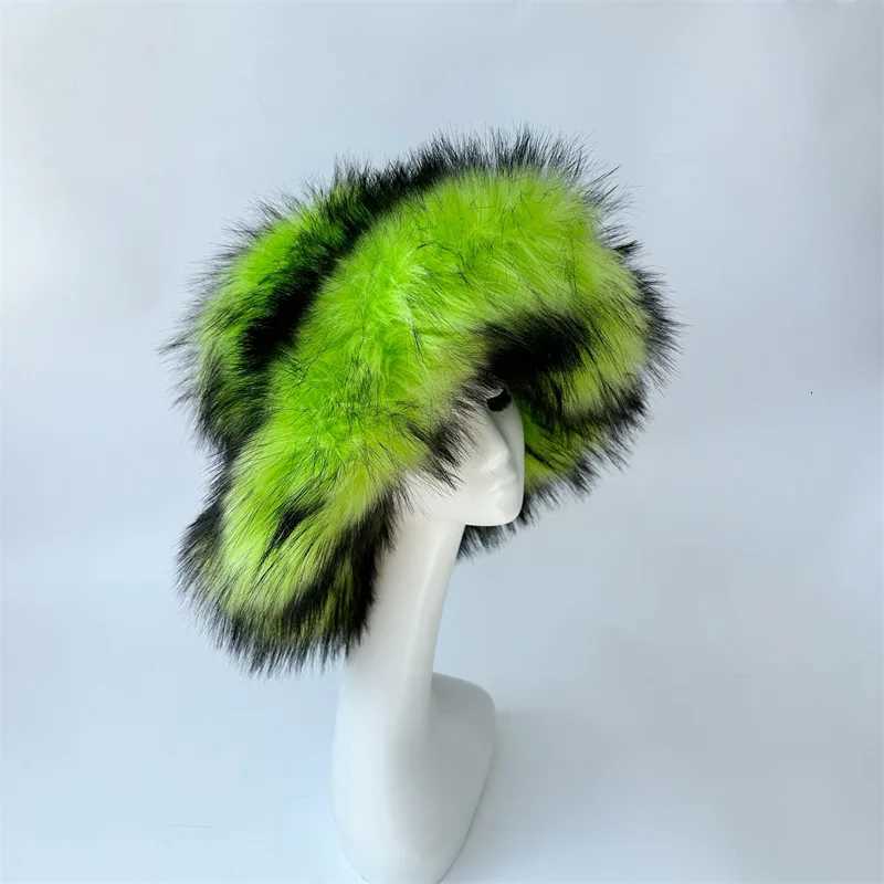 Winter Warm Faux Fur Bucket Hats For Women Girl Big Faux Fur Fluffy Luxury Plush Fisherman Cs Fashion Outdoor Ski HatXJ250910