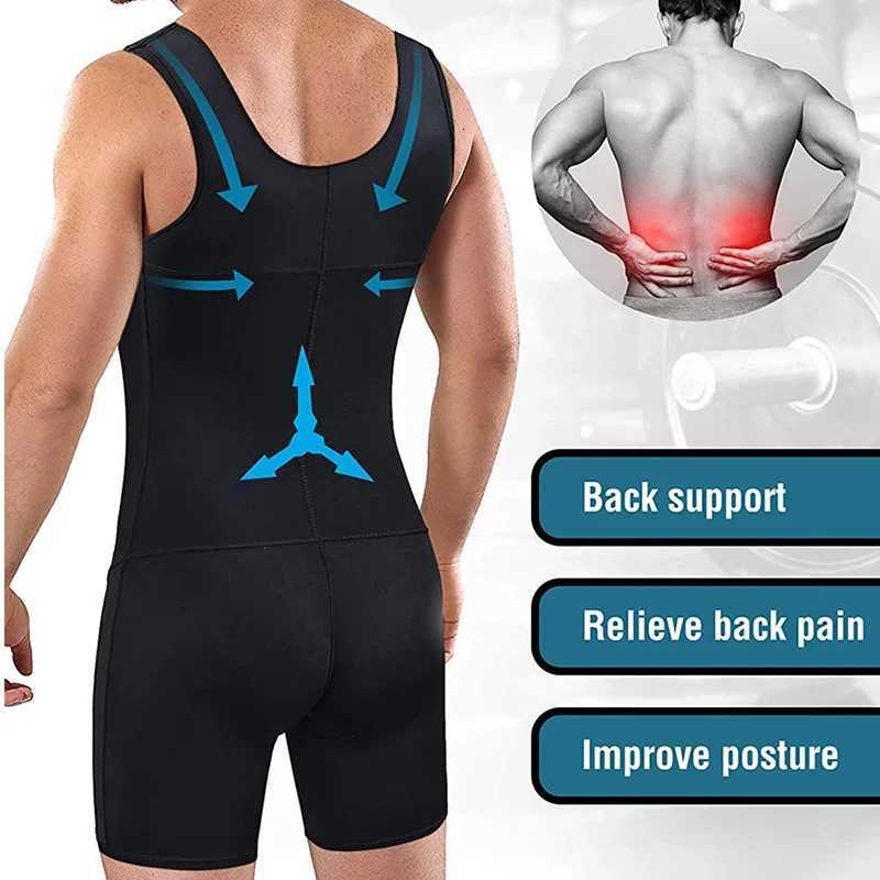 Men Tight Slimming Bodysuit Zipper Compression Shapewear Waist Hip Enhancer Men Boobs Shaping Underwear Open Crotch Faja W250910