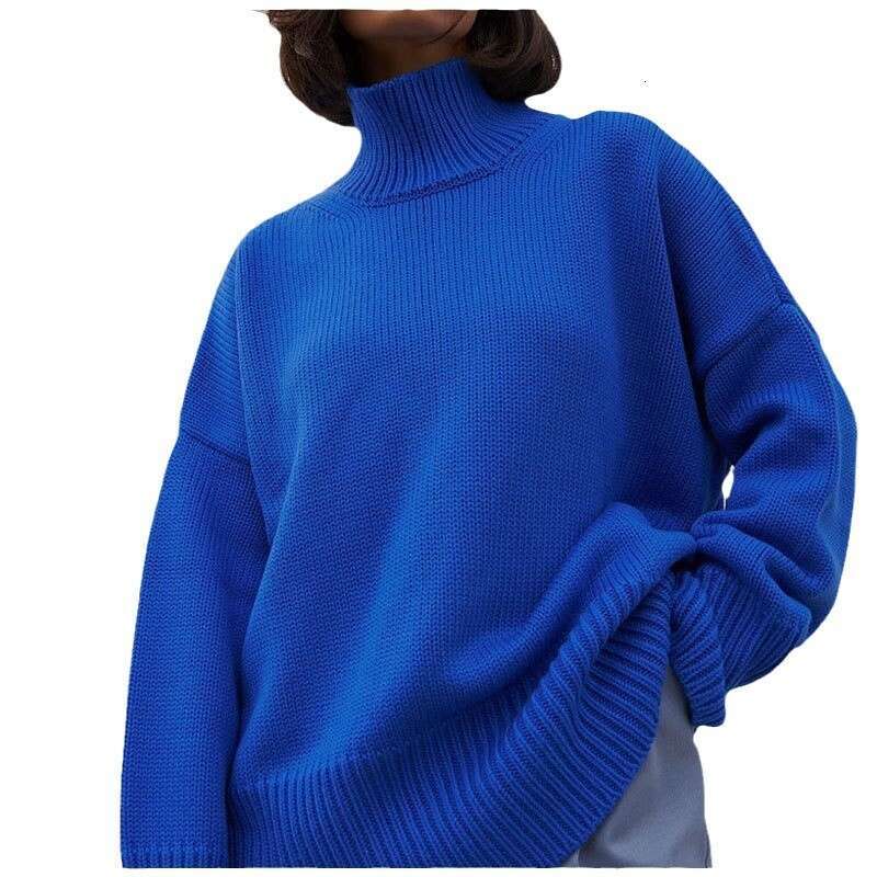 Pullover Solid Color Women's Autumn Winter Casual Loose Versatile Turtleneck Sweater B3