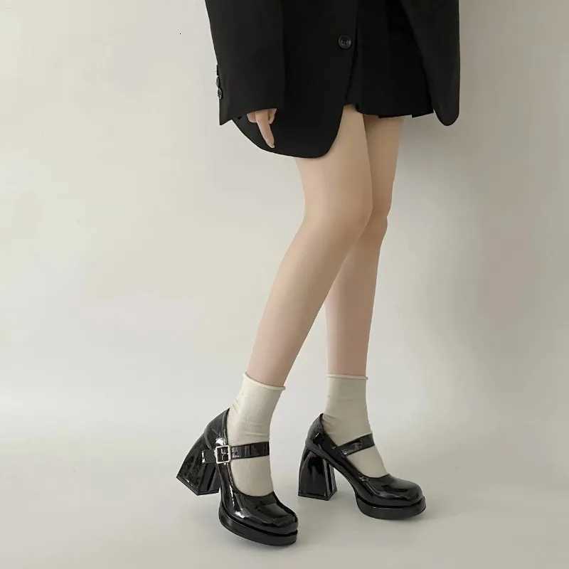 2024 Mary Jane Shoes Women Fashion Chunky Platform Pumps Woman Elegant Retro office high heels Thick Heeled Party Shoes 42 W250910