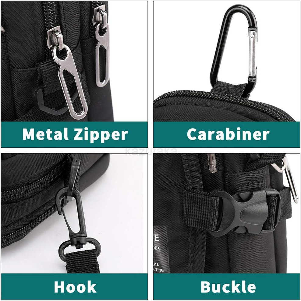 Multifunction Cell Phone Holster One Shoulder Pouch with Carabiner Outdoor Tactical Waist Belt Bag Security Purse Crossbody Gadget Pocket for Smartpho