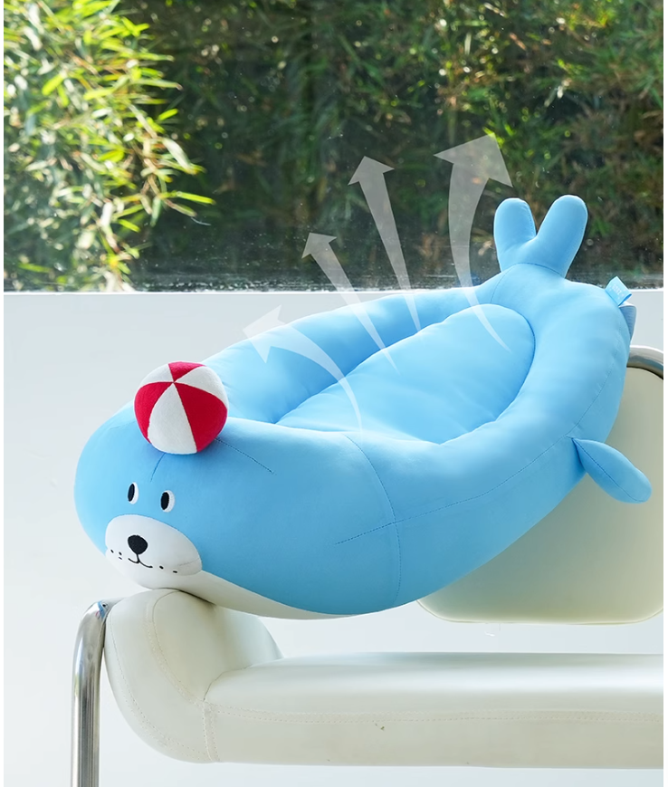 Cooling Beach-Themed Pet Mattress: Washable Canine/Kitten Bed with Chill Zone