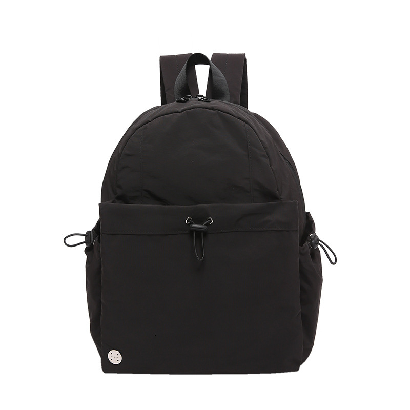 Waterproof Nylon Fabric Unisex Simple Artistic Lightweight Large Capacity Middle School Student Backpack Burden-Reducing