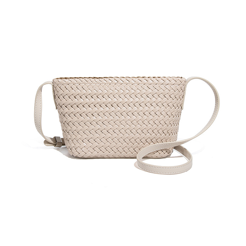 New Women's Cow Leather Single Shoulder Crossbody Small Boat Summer Versatile Phone Woven Dumpling Bag