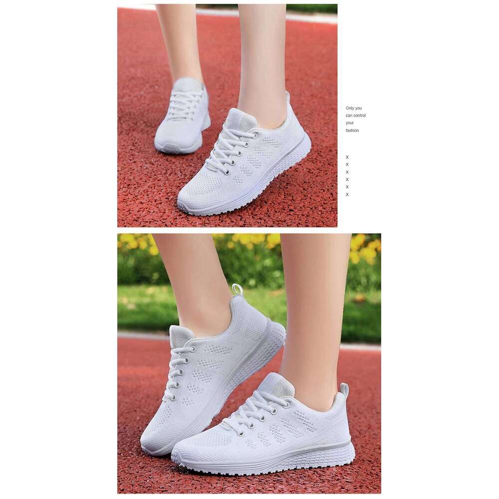 Women Casual Shoes Breathable Walking Mesh Lace Up Flat Shoes black Non slip fashion Sneakers