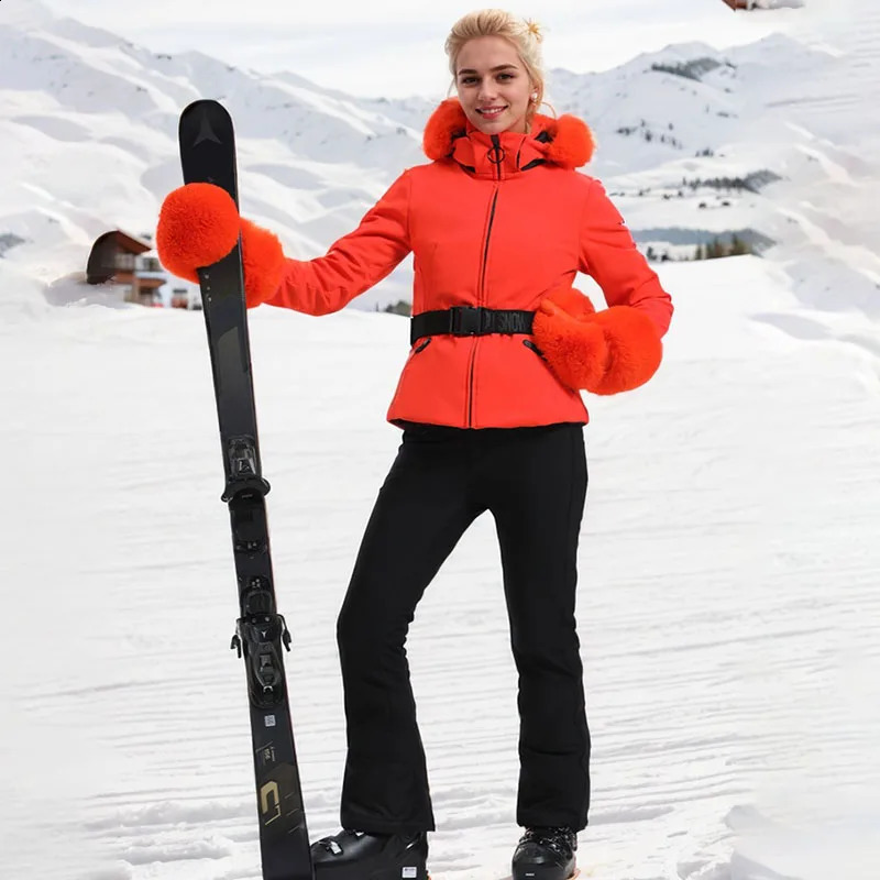 Ski Suit Outdoor Double Board Waterproof Warm Breathable Snow Jacket Top Womens Sports Loose Extreme Cold Clothing 250909