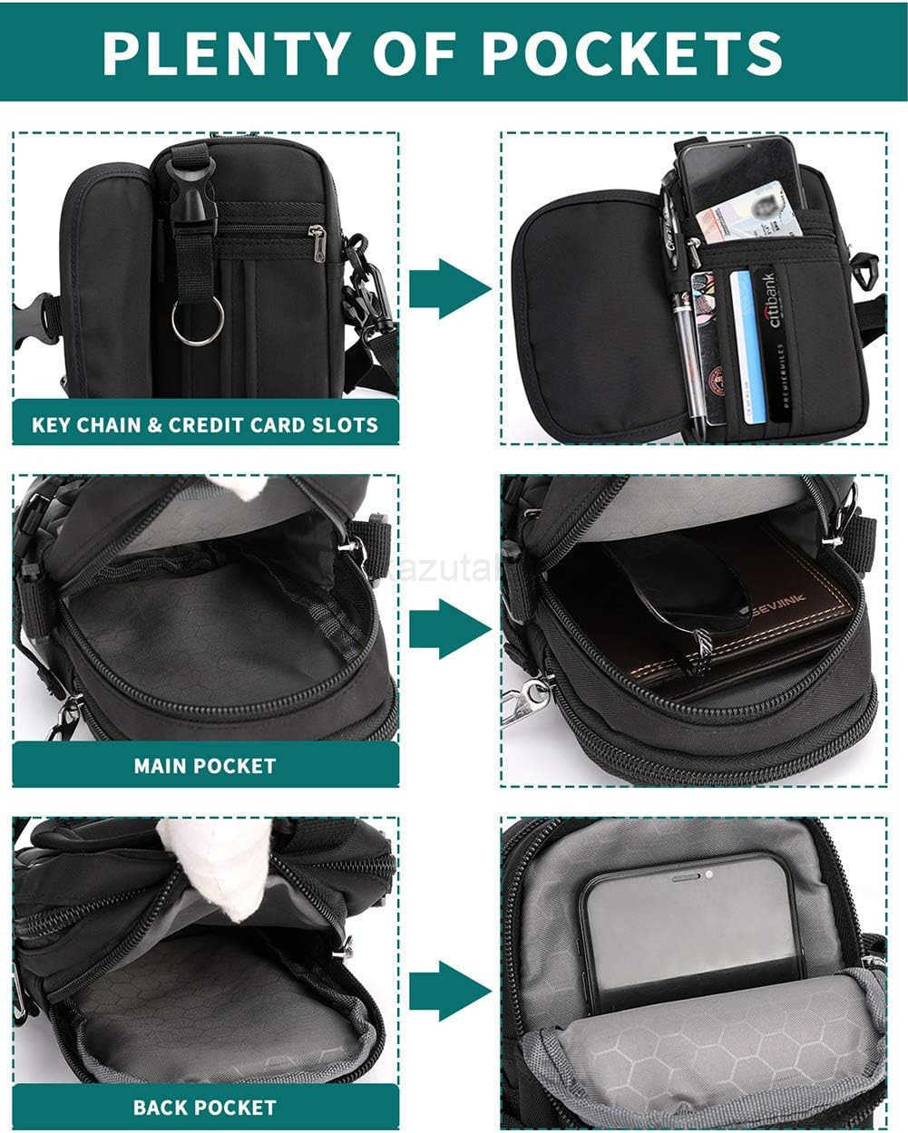 Multifunction Cell Phone Holster One Shoulder Pouch with Carabiner Outdoor Tactical Waist Belt Bag Security Purse Crossbody Gadget Pocket for Smartpho