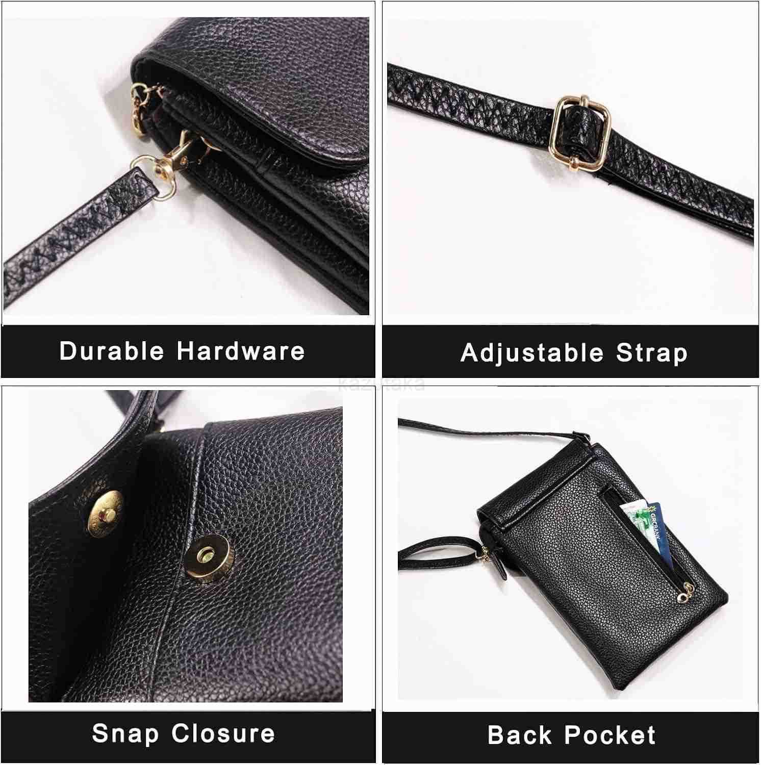 Small Crossbody Bags for Women PU Leather Mini Phone Purse Cossbody Purse Lightweight Black Cell Phone Wallet Pouch Z250910
