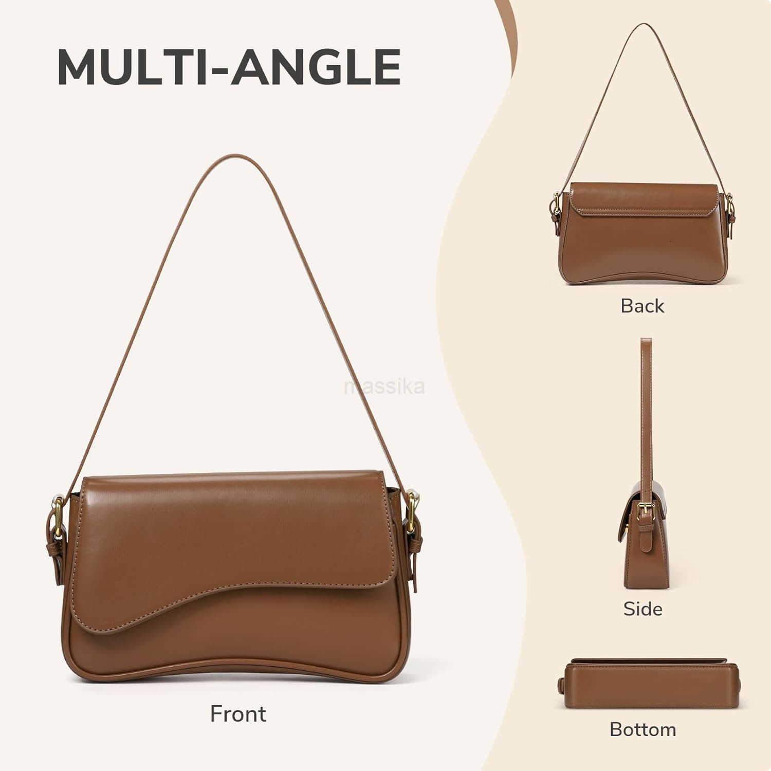 Shoulder Bag for Women PU Leather Crossbody Bag Clutch Purse with 2 Adjustable Straps Hobo Bag Y2K Trendy Saddle Bag M250910
