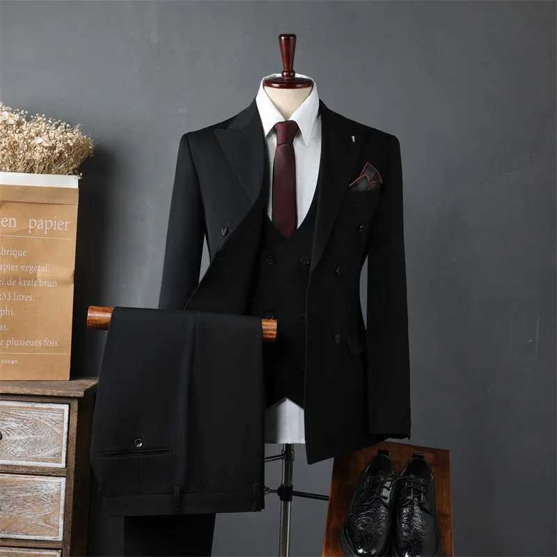 High Quality Mens Suit Slim Fit Formal Business Office Set Wedding Party Fashion Mens Suits 3 PiecesjacketVestPants W250910