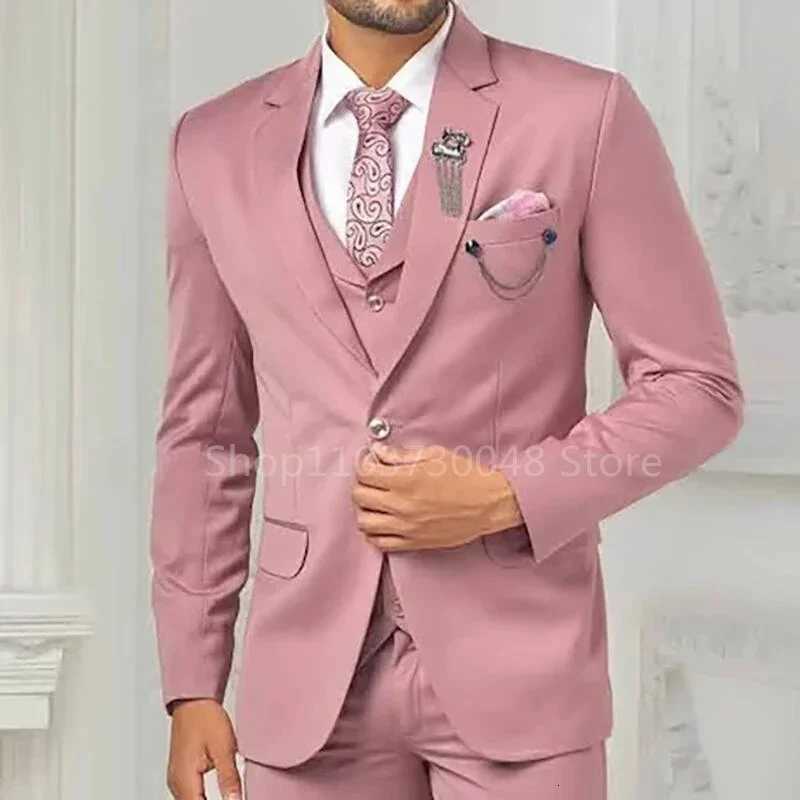 Handsome 3 Piece Pin Wedding Tuxedos Notch Lapel Men Suit Slim Fit One Button Groom Wear Formal Party Blazer JacketVestPants W250910