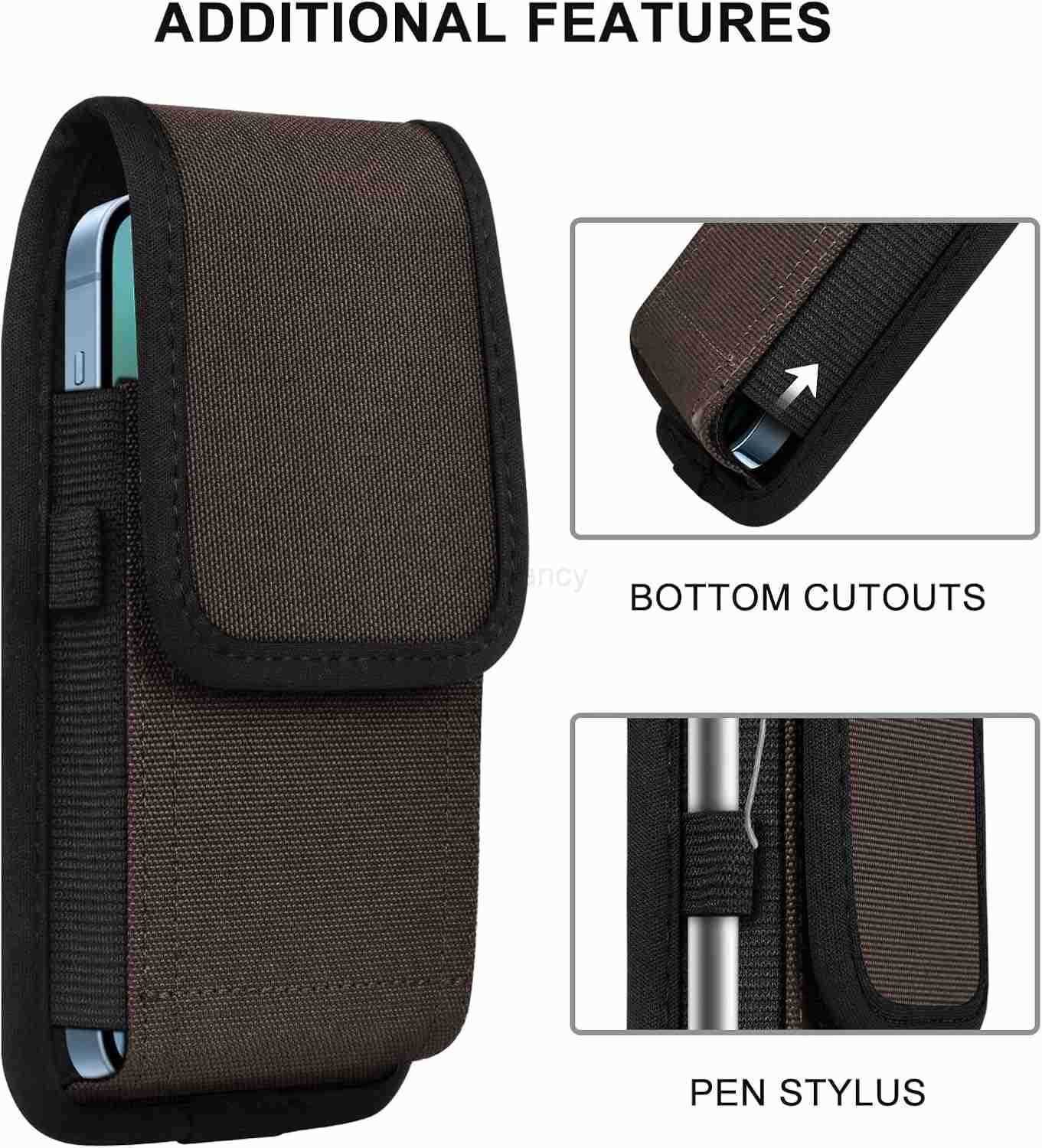 Cell Phone Pouch Nylon Belt Holster Case Compatible with Galaxy S25S24S23S22 Ultra A16 A15 A14 A13 Moto G StylusPowerPlay Pixel 87 Pro TCL OnePlus TMo