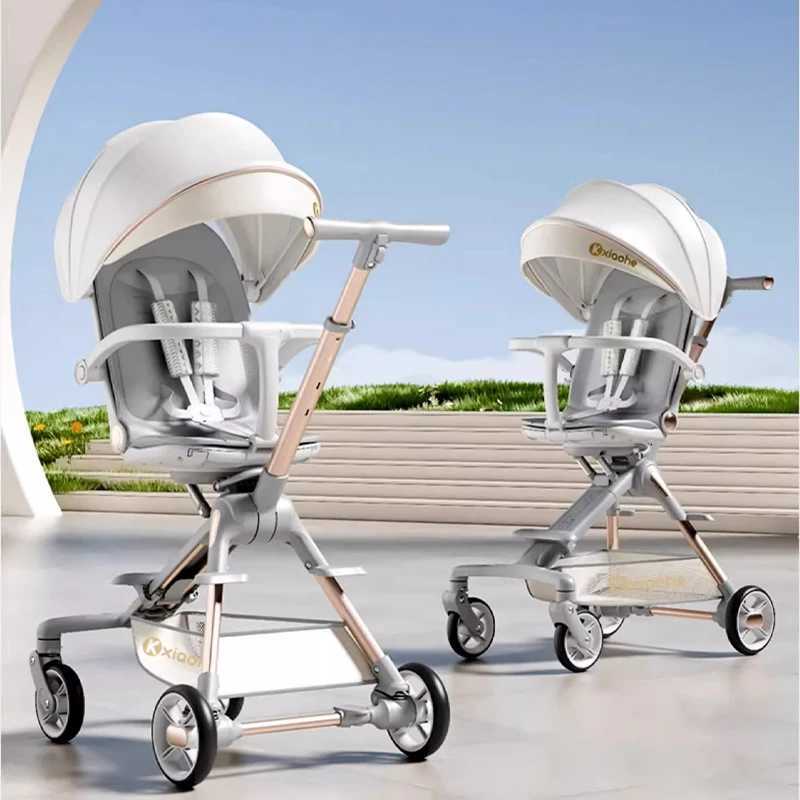 Baby Stroller Can Sit and Lie Down Foldable Lightweight Travel Twoway High Landscape Six Shock Absorption Comfortable Seat W250910