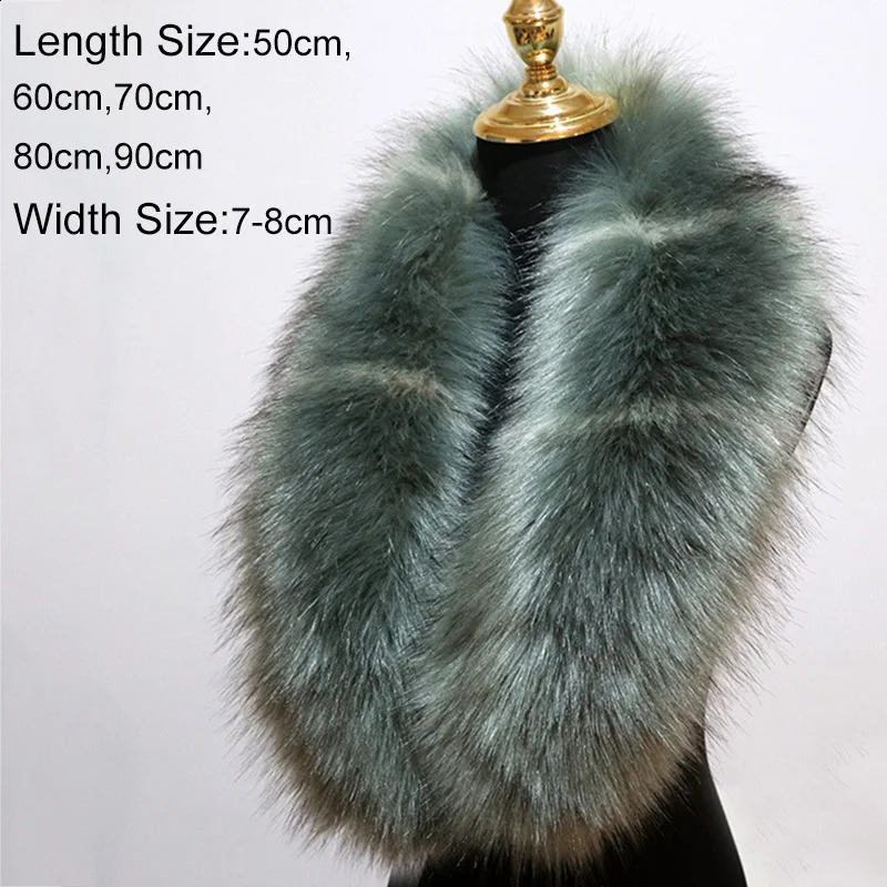 Large Faux Fur Collar Fashion Fluffy Trim Strip Winter Warm Plush Fake Collar Scarf For Parkas Down Coat DecorShawl Wrap Scarves250910