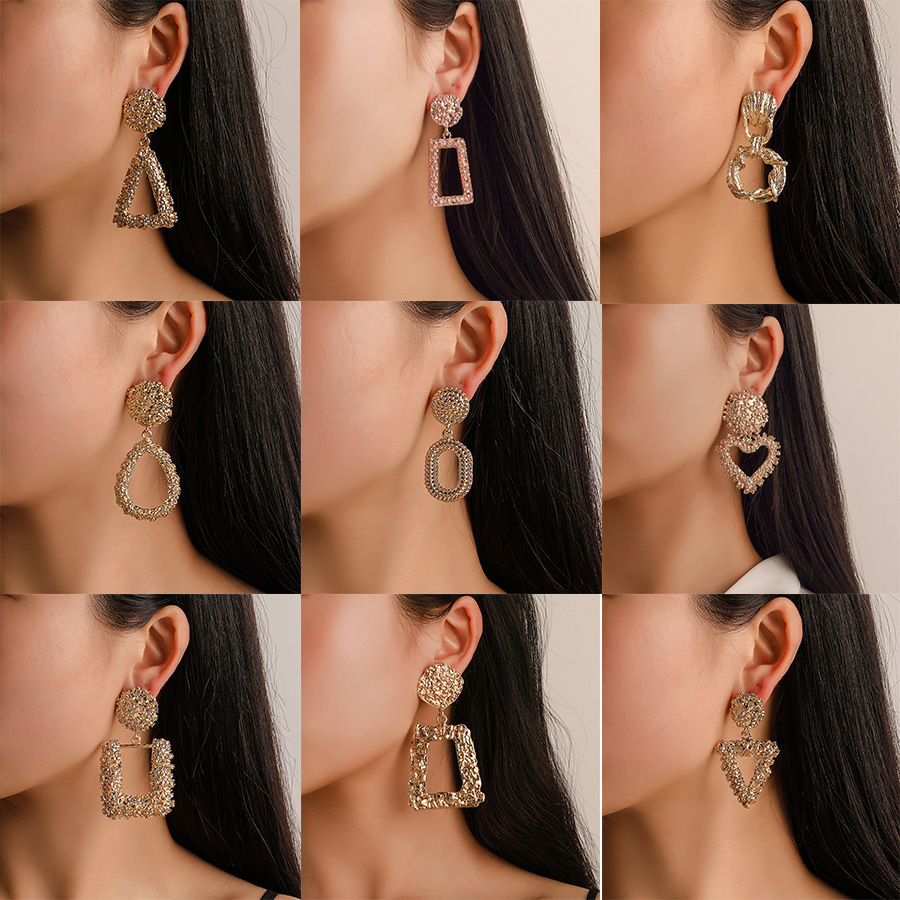 Hot Sale Emed For Women Creative Design Frosted Round Square Earrings