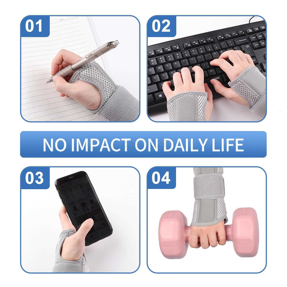 Wrist Brace Night Support with Splints Right Hand Hand Brace for Arthritis Tendonitis Sprain Injuries Wrist Pain Relief Adjustable and Breathable W250