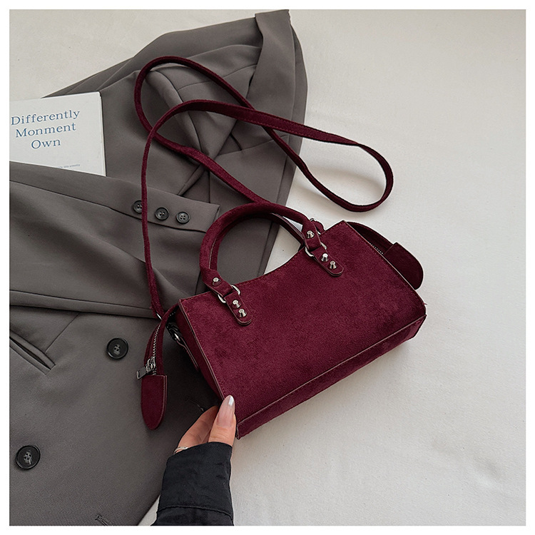 Free shipping designer Vintage Simple Fashion Suede Handbag Commuter Bag Small Square Bag Versatile High-end Feel Shoulder Bag Crossbody Bag