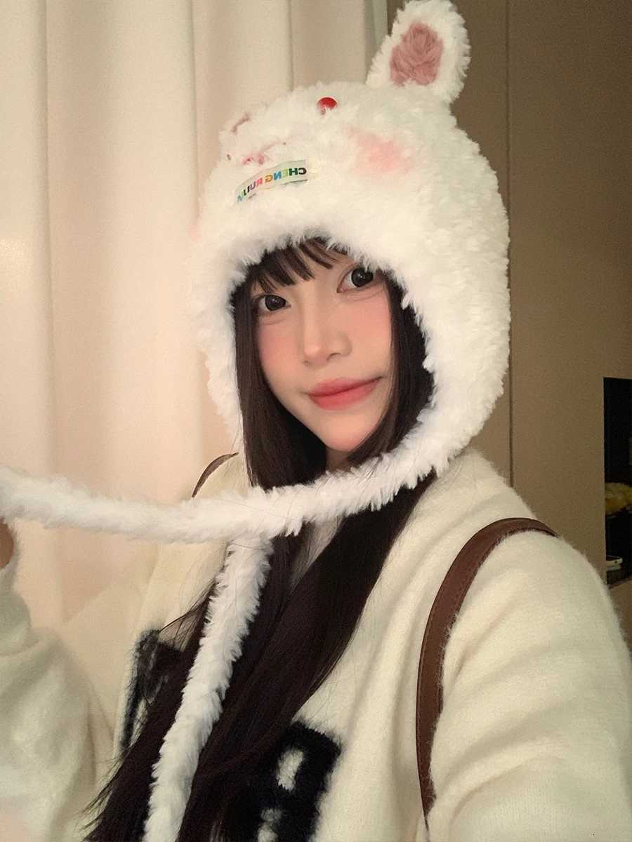 Cute Pet Rabbit Thickened Warm Plush Hat Winter New knitted Versatile Earmuffs Lei Feng HatXJ250910
