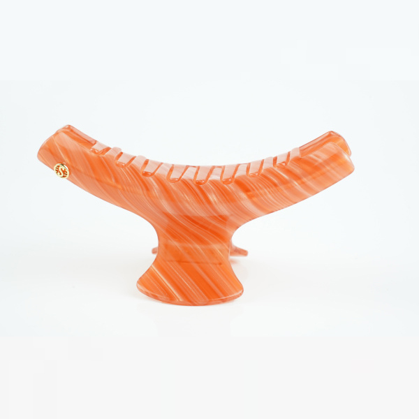 Premium oversized curved clip with feminine temperament, versatile acrylic hair clip, hair style shark clip Chase the Orange Era, Fashionable Orange H