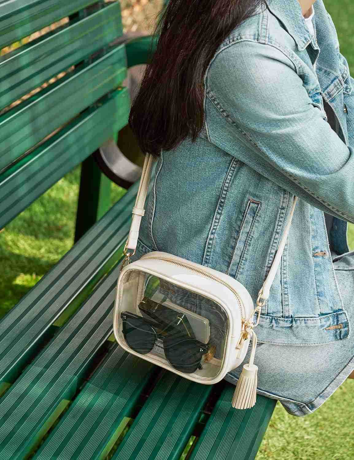 Clear Bag Stadium Approved PVC Transparent Crossbody Purse Small Clear Crossbody Bag with Adjustable Shoulder Strap M250910