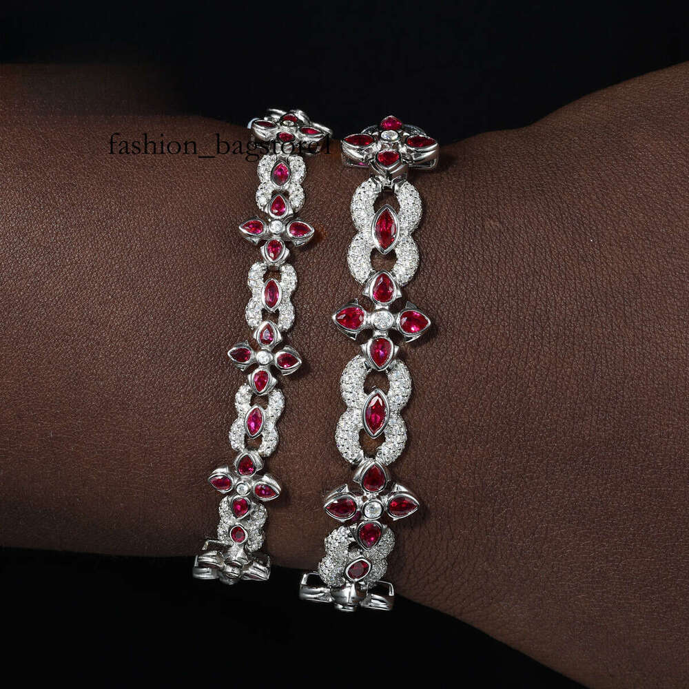 Fine Jewelry Men 10mm 14mm Sterling Sier VVS Moissanite Colorful Four Leaf Clover Infinity Link Bracelet