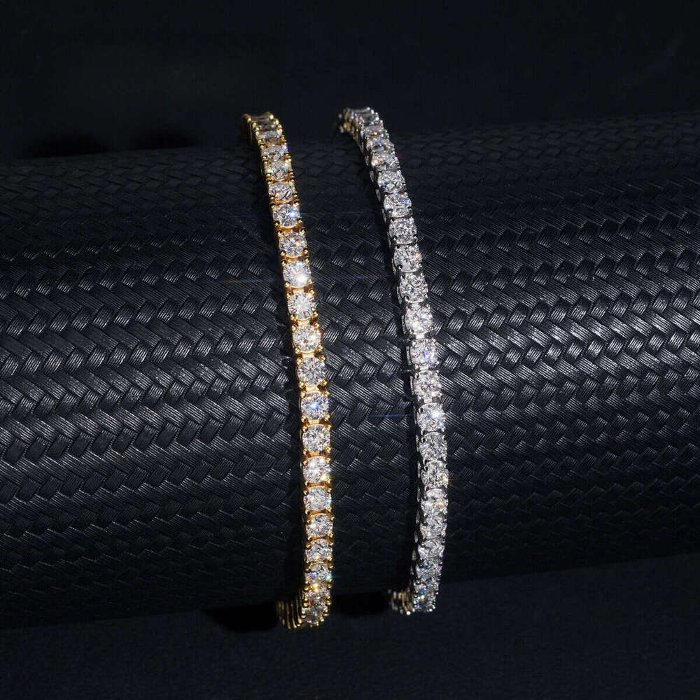 USA Warehouse Local Stock 3mm Solid Sier Hip Hop Iced Out GRA Moissanite Dia Sparkling Tennis Bracelet