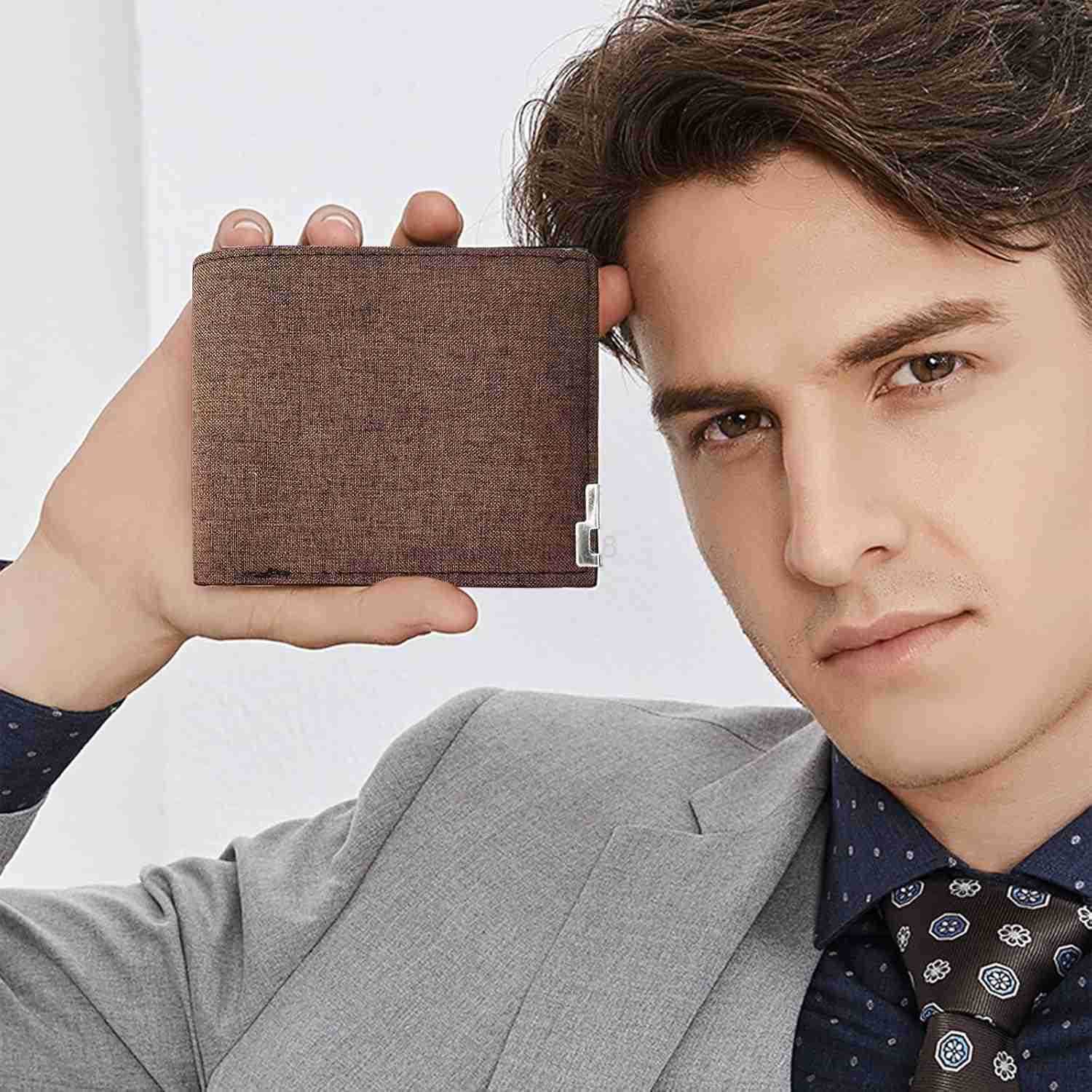 Mens Slim Wallet Denim Fabric Mens Wallet Minimalist Wallet for Men Mens Bifold Wallet Small Wallet for Teen Boys Portable CARD Wallet for Work Shoppi
