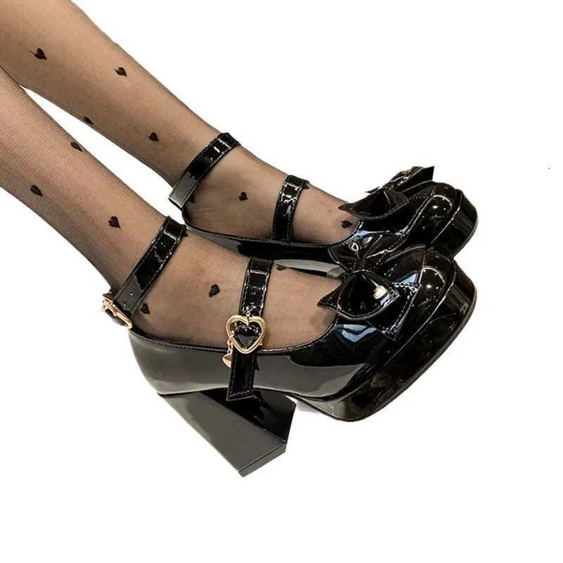 Hot Selling High Heels Pumps Women 2025 Autumn Fashion Black Chunky Platform Lolita Shoes Woman Bowtie Thick Heel Gothic Shoes W250910
