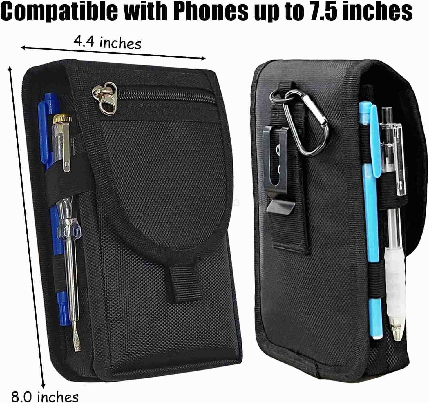 Belt Phone Pouch for MenDual Phone Holster with Belt ClipTactical Waist Cellphone HolderMultiFunction Large Compatibility Smartphone Case for Daily Us