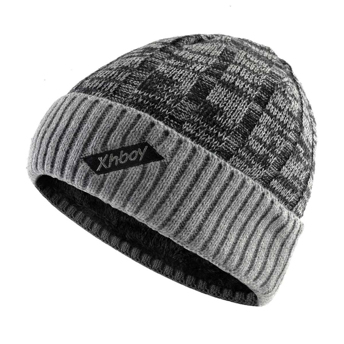 KBAOBEI Winter Warm Beanie Men Knitted Mixed Color Hat Doub Layer Thick Hats Mens Outdoor Ski Hats G250910