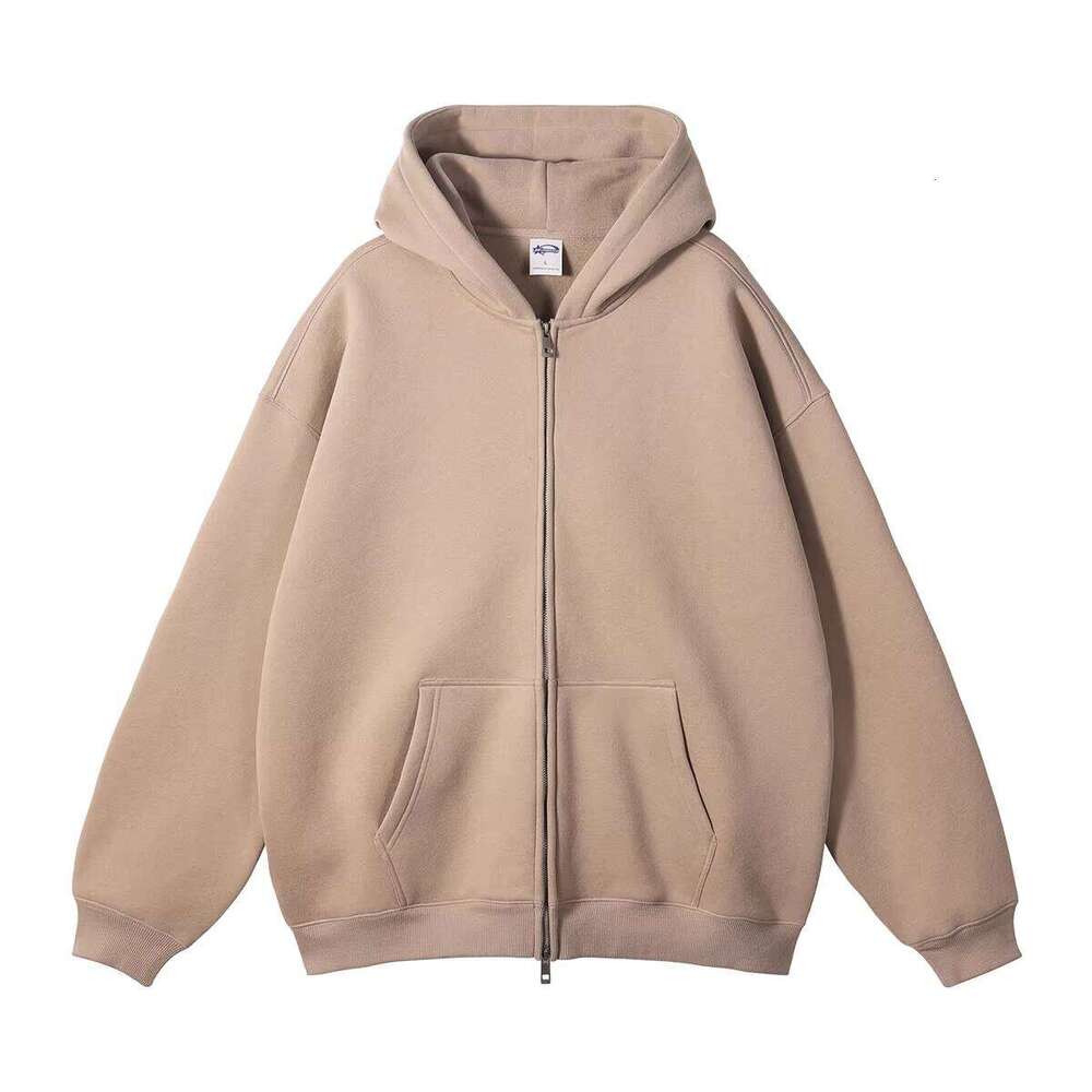 High-Quality Oversized Unisex Men's Blank Heavyweight Cotton Pullover Streetwear Zipper Hoodie