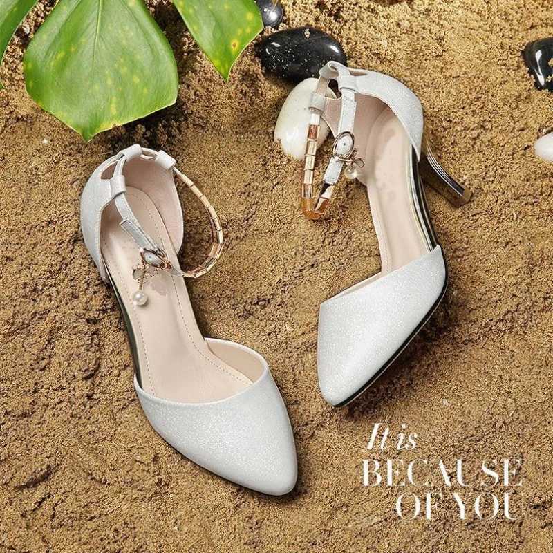 Women Highheeled Sandals Summer Female Shoes Ladies Stilettos High Heels Designer Elegant Buckle Slingback Wedding Shoes 2022 W250910